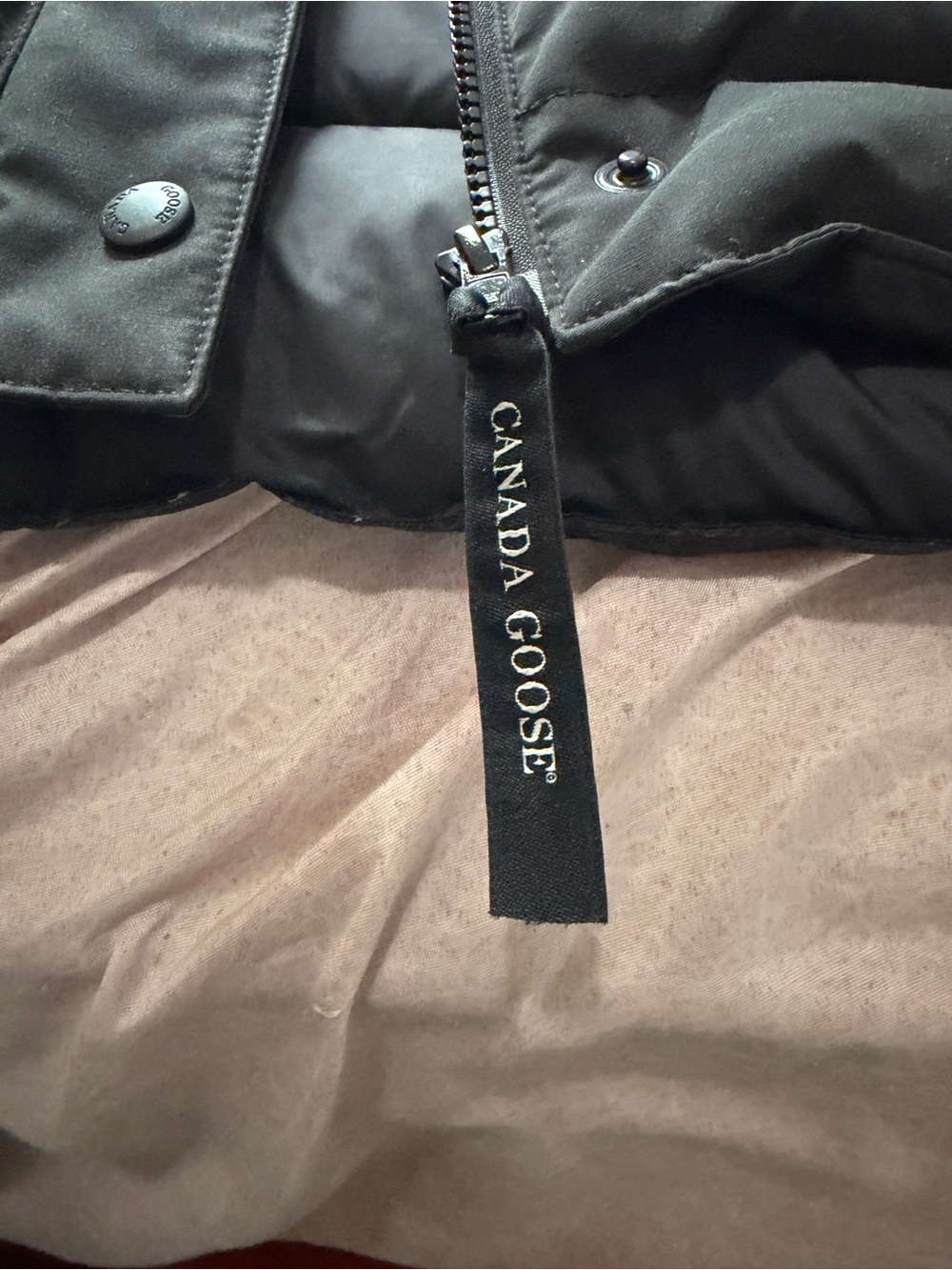 Canada Goose Black Quilted Down Vest with Red Arctic Patch - Picture 8 of 8